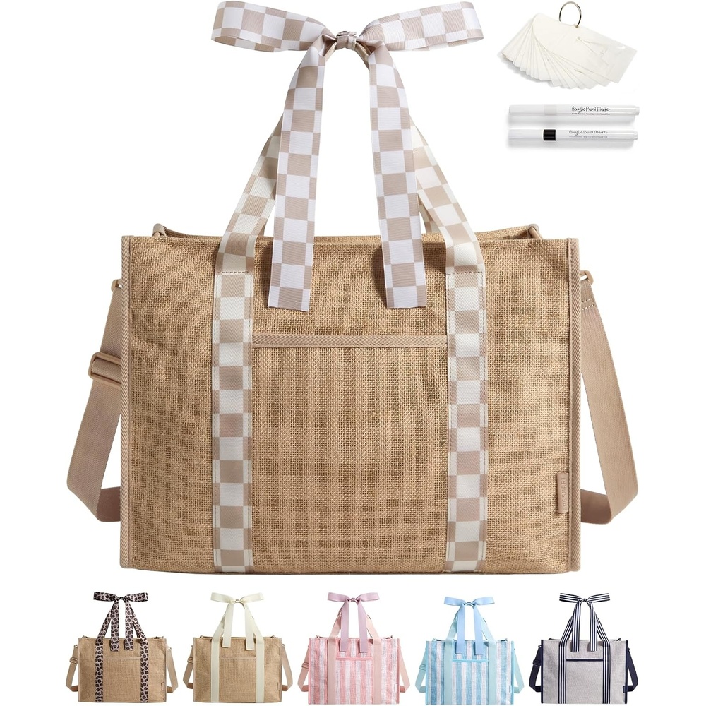 image:imageBAGSMART Tote Bag for Women Personalized Teacher Appreciation GiftsJute Checkerboard