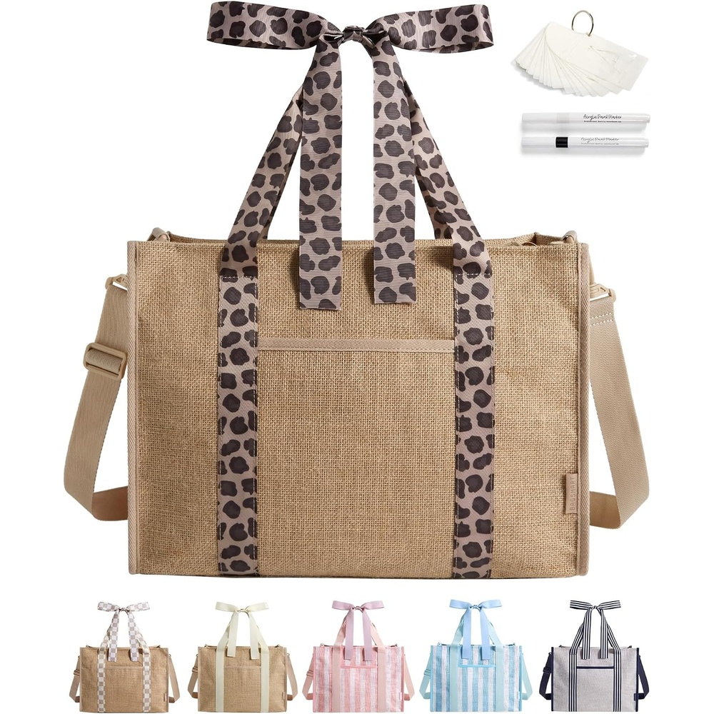 image:imageBAGSMART Tote Bag for Women Personalized Teacher Appreciation GiftsJute Leopard Straps