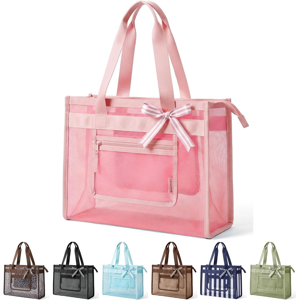 image:imageBAGSMART Tote Bag for Women Personalized Teacher Appreciation GiftsMesh Baby Pink