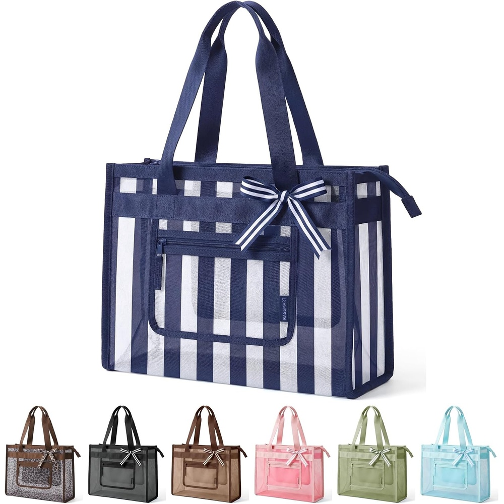 image:imageBAGSMART Tote Bag for Women Personalized Teacher Appreciation GiftsMesh Navy Blue