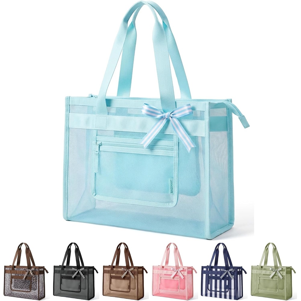 image:imageBAGSMART Tote Bag for Women Personalized Teacher Appreciation GiftsMesh Sky Blue