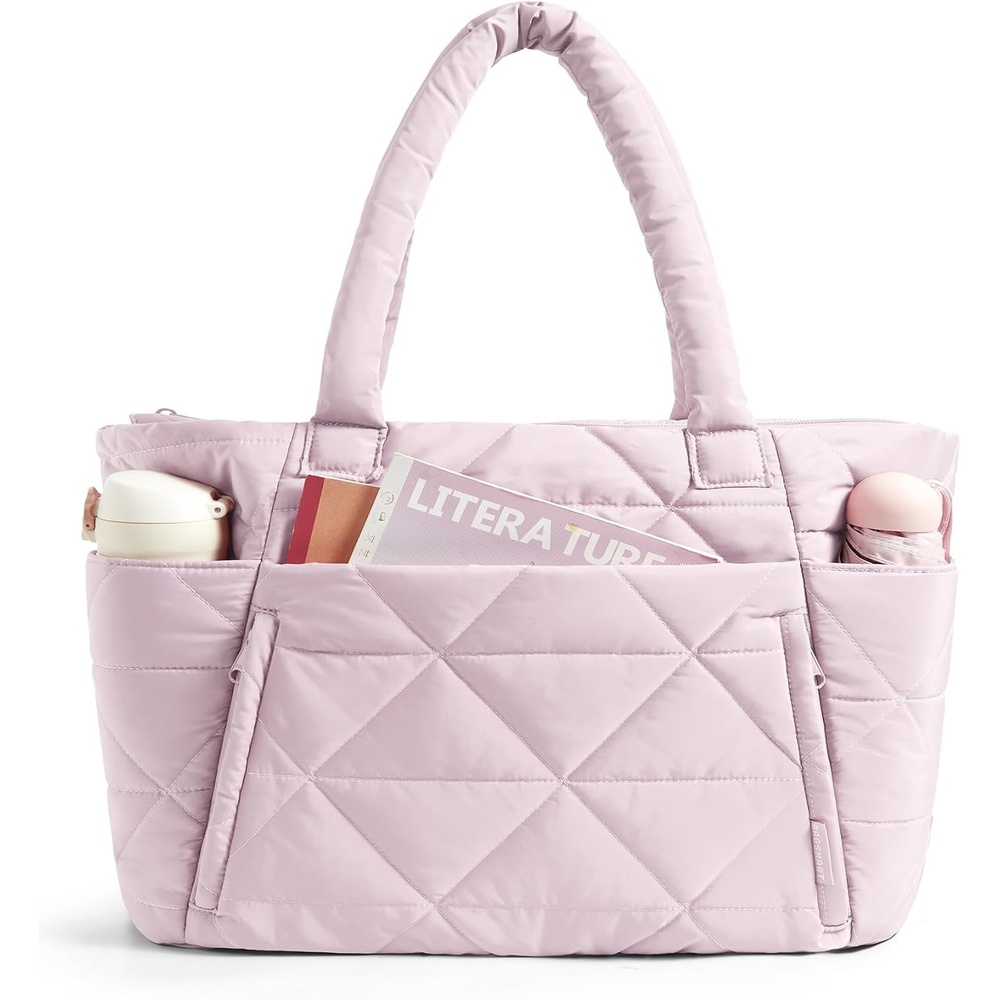 image:imageBAGSMART Tote Bag for Women Puffer Tote Bag for Work Large Shoulder BagFpink