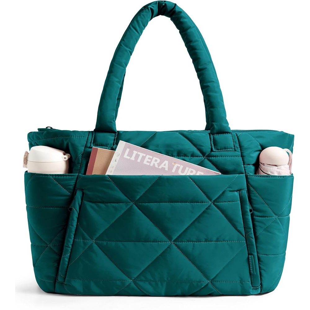 image:imageBAGSMART Tote Bag for Women Puffer Tote Bag for Work Large Shoulder BagNew Green