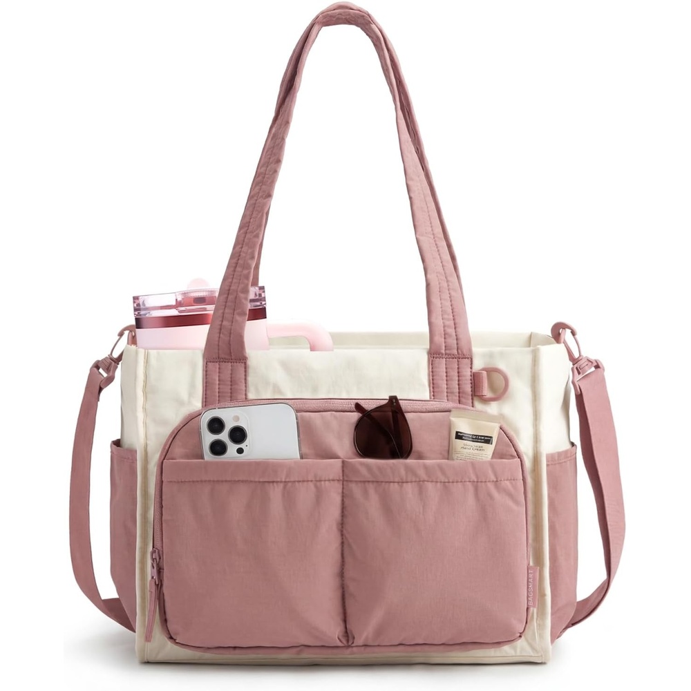 image:imageBAGSMART Tote Bag for Women Puffy Laptop Work College Shoulder HandbagDark Pink