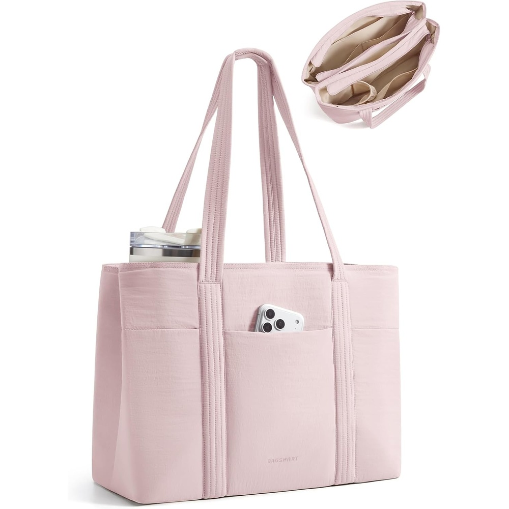 image:imageBAGSMART Tote Bag for Women with Compartments Work Tote Bag with ZipperBaby Pink