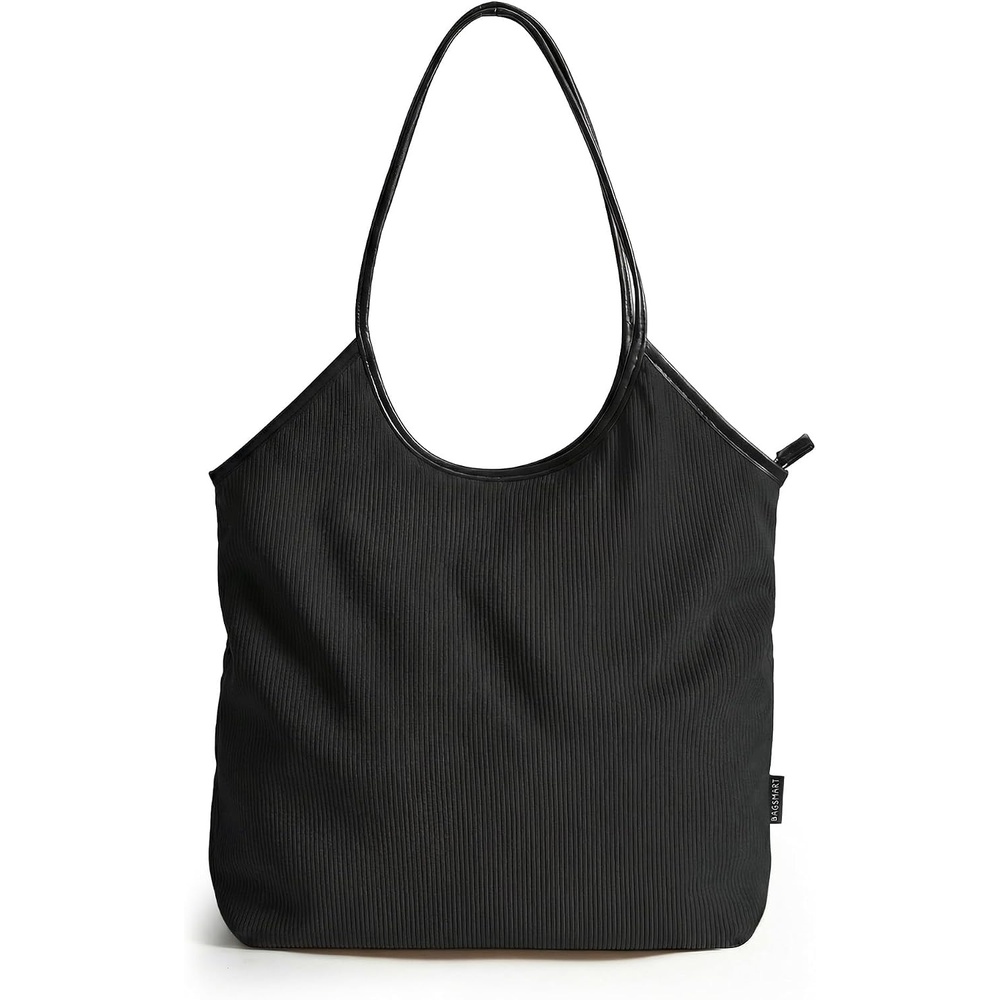 image:imageBAGSMRT Corduroy Tote Bag for Women with Zipper Casual Shoulder BagBlack