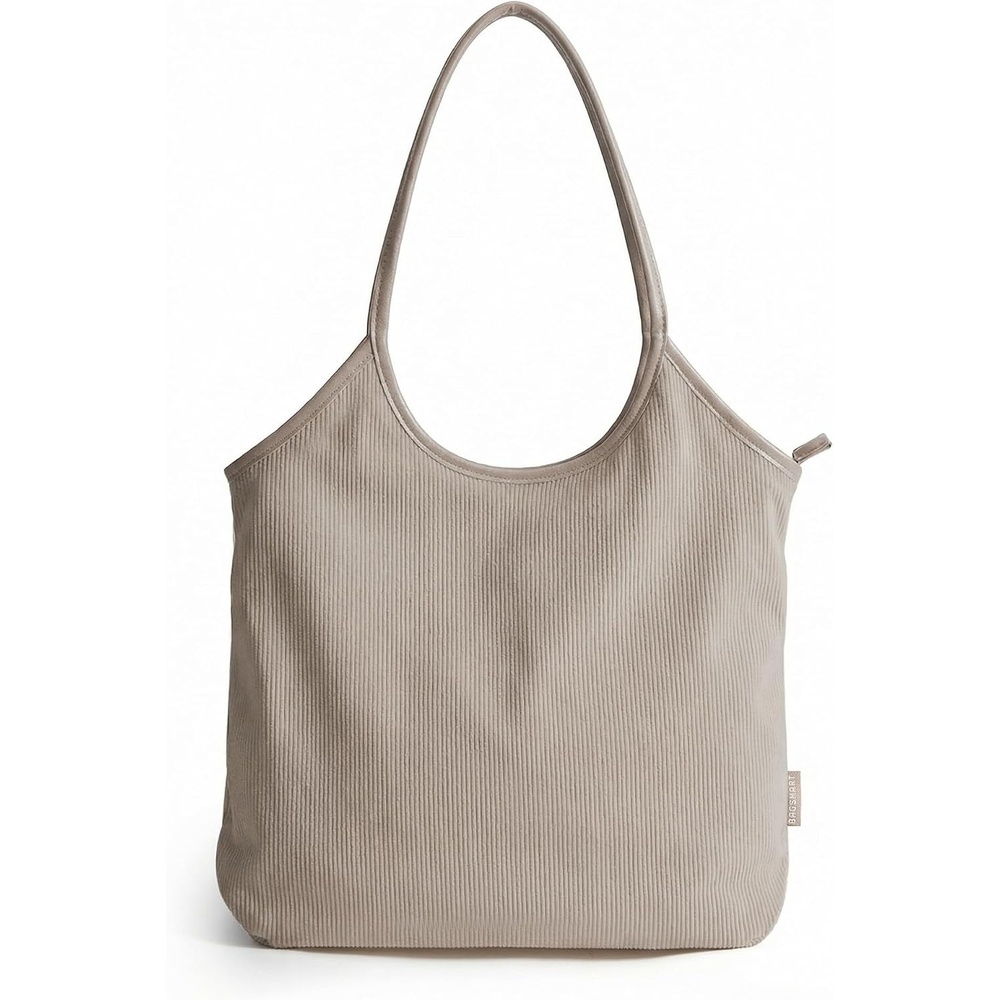 image:imageBAGSMRT Corduroy Tote Bag for Women with Zipper Casual Shoulder BagBrown