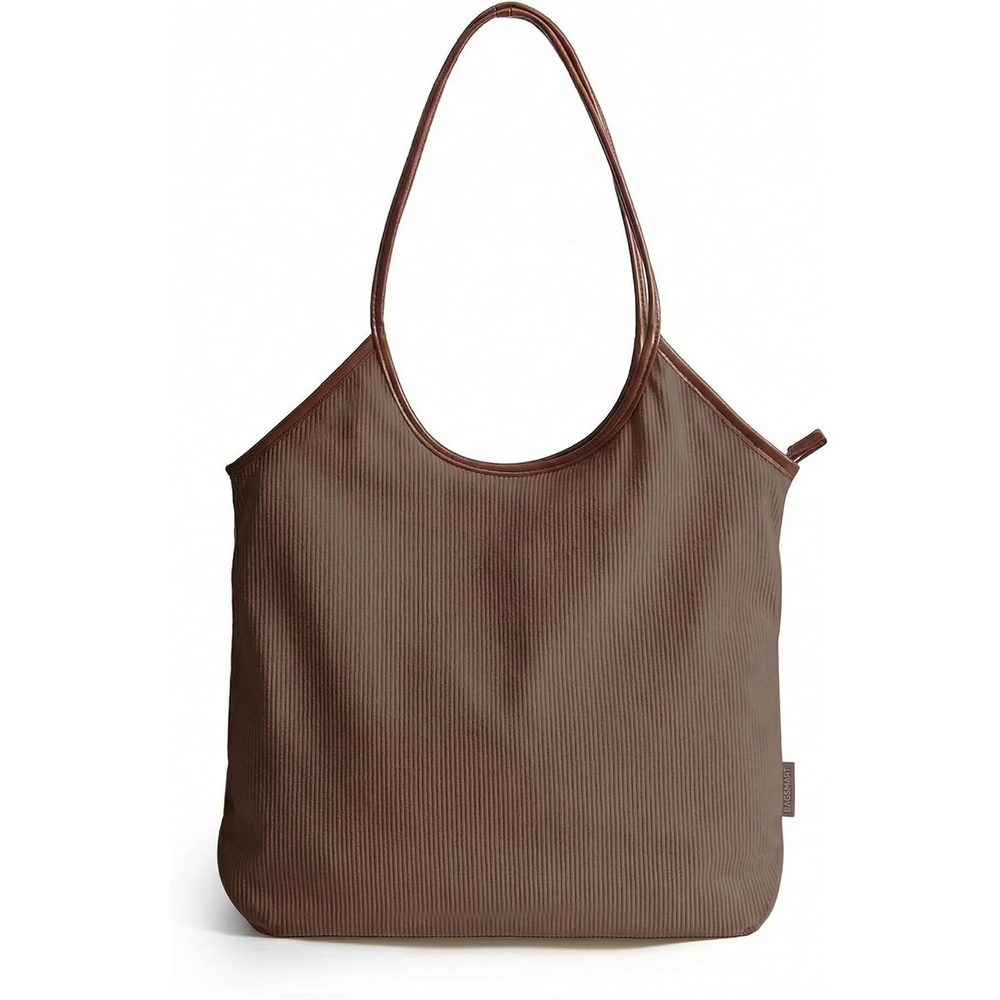 image:imageBAGSMRT Corduroy Tote Bag for Women with Zipper Casual Shoulder BagTan Brown
