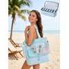 BAGSMART Beach Bag for Women, Mesh Tote Bags with Zipper, Sandproof Vacation Essentials with Cooler for Swim Cruise Pool(Sky Blue)