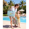 BAGSMART Beach Bag for Women, Water-resistant Rubber Tote Bag, Sandproof Vacation Essentials for Summer Swim Cruise Pool(Apricot)