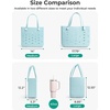 BAGSMART Beach Bag for Women, Water-resistant Rubber Tote Bag, Sandproof Vacation Essentials for Summer Swim Cruise Pool(Baby Blue)