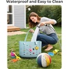 BAGSMART Beach Bag for Women, Water-resistant Rubber Tote Bag, Sandproof Vacation Essentials for Summer Swim Cruise Pool(Khaki)