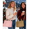 BAGSMART Boxy Tote Bag for Women, Crossbody Work Bag with Zipper(Light Pink)