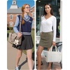 BAGSMART Boxy Tote Bag for Women, Crossbody Work Bag with Zipper(White)