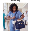 BAGSMART Canvas Tote Bag for Women, Small Work Tote Bag with Zipper(Deep Blue)