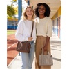 BAGSMART Corduroy Tote Bag for Women, Small College Teacher Laptop Handbag(Beige)