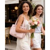 BAGSMART Crush Bow Tote Bag for Women, Puffer Travel Work Yoga Laptop Bag(Baby Pink)