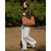 BAGSMART Puffy Tote Bag for Women, Lightweight Work Tote Handbag(Brown)