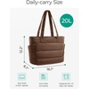 BAGSMART Puffy Tote Bag for Women, Lightweight Work Tote Handbag(Coffee)