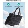 BAGSMART Puffy Tote Bag for Women, Lightweight Work Tote Handbag(Dark Black)
