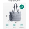 BAGSMART Puffy Tote Bag for Women, Lightweight Work Tote Handbag(Dark Grey)