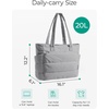BAGSMART Puffy Tote Bag for Women, Lightweight Work Tote Handbag(Light Gray)
