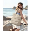 BAGSMART Puffy Tote Bag for Women, Lightweight Work Tote Handbag(Light Tan)