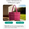 BAGSMART Puffy Tote Bag for Women, Lightweight Work Tote Handbag(Vintage Berry)