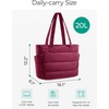 BAGSMART Puffy Tote Bag for Women, Lightweight Work Tote Handbag(Vintage Berry)