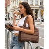 BAGSMART Small Tote Bag for Women, Work Teacher Bag with Zipper Closure(Chocolate)