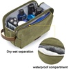 BAGSMART Toiletry Bag for Men, Canvas Travel Toiletry Organizer Dopp Kit Water-resistant Shaving Bag for Toiletries Accessories,Grey-Medium(Green)
