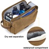BAGSMART Toiletry Bag for Men, Canvas Travel Toiletry Organizer Dopp Kit Water-resistant Shaving Bag for Toiletries Accessories,Grey-Medium(Khaki)
