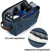 BAGSMART Toiletry Bag for Men, Canvas Travel Toiletry Organizer Dopp Kit Water-resistant Shaving Bag for Toiletries Accessories,Grey-Medium(Navy Blue)