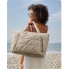 BAGSMART Tote Bag for Women, Puffer Tote Bag for Work Large Shoulder Bag(C-grayish Brown)