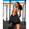 BAGSMART Tote Bag for Women, Travel Tote Beach Bag with Zipper for Gym(Black)