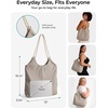 BAGSMART Tote Bag for Women, Travel Tote Beach Bag with Zipper for Gym(Blue-gray-green Checkerboard Pattern)