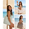 BAGSMART Tote Bag for Women, Travel Tote Beach Bag with Zipper for Gym(Khaki Checkerboard Pattern)