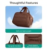 BAGSMART Travel Toiletry Bag, Lightweight Large Wide-open Travel Bag for Women, Puffy Cosmetic Makeup Bag Organizer with Handle for Accessories,Essentials, Toiletries, Dark Pink(g-Coffee Brown)