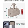 BAGSMART Travel Toiletry Bag, Lightweight Large Wide-open Travel Bag for Women, Puffy Cosmetic Makeup Bag Organizer with Handle for Accessories,Essentials, Toiletries, Dark Pink(c-Grayish Brown)