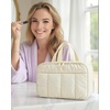 BAGSMART Travel Toiletry Bag, Puffy Large Toiletry Bag for Women, Lightweight Cosmetic Makeup Bag Organizer with Handle for Traveling, Accessories, Essentials, Toiletries (Black)(C-Beige)