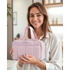 BAGSMART Travel Toiletry Bag, Puffy Large Toiletry Bag for Women, Lightweight Cosmetic Makeup Bag Organizer with Handle for Traveling, Accessories, Essentials, Toiletries (Black)(F-Light Pink)