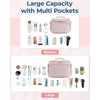 BAGSMART Travel Toiletry Bag for Women, Cosmetic Bag Makeup Bag Organizer with Handle, Travel Bag for Toiletries, Travel Accessories, Full Sized Container(Pink)