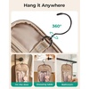 BAGSMART Travel Toiletry Bag for Women, Puffy Hanging Toiletry Bag with Hook, Water-resistant Toiletry Organizer for Full Sized Toiletries (Black)(Light Beige)