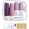 BAGSMART 18 Pack TSA Approved Travel Bottles for Toiletries, Leak Proof Silicone Travel Size Containers Bottles for Shampoo, Purple(03-Purple)