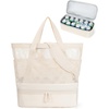 BAGSMART Beach Bag for Women, Large Beach Bag Swim Pool Bag(Beige)