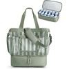 BAGSMART Beach Bag for Women, Mesh Tote Bags with Zipper, Sandproof Vacation Essentials with Cooler for Swim Cruise Pool(Green)