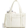 BAGSMART Boxy Tote Bag for Women, Crossbody Work Bag with Zipper(Cream)
