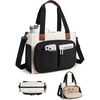 BAGSMART Canvas Tote Bag for Women, Small Work Tote Bag with Zipper(Black)