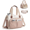 BAGSMART Canvas Tote Bag for Women, Small Work Tote Bag with Zipper(Camel)