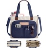 BAGSMART Canvas Tote Bag for Women, Small Work Tote Bag with Zipper(Deep Blue)